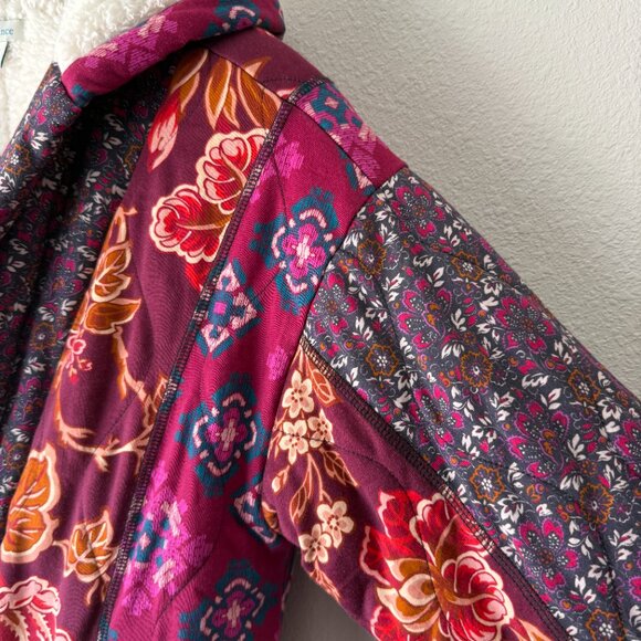 Sundance Linnea Robe Jacket Patchwork Sherpa Lined Boho Multicolor Floral Hooded - Picture 6 of 8